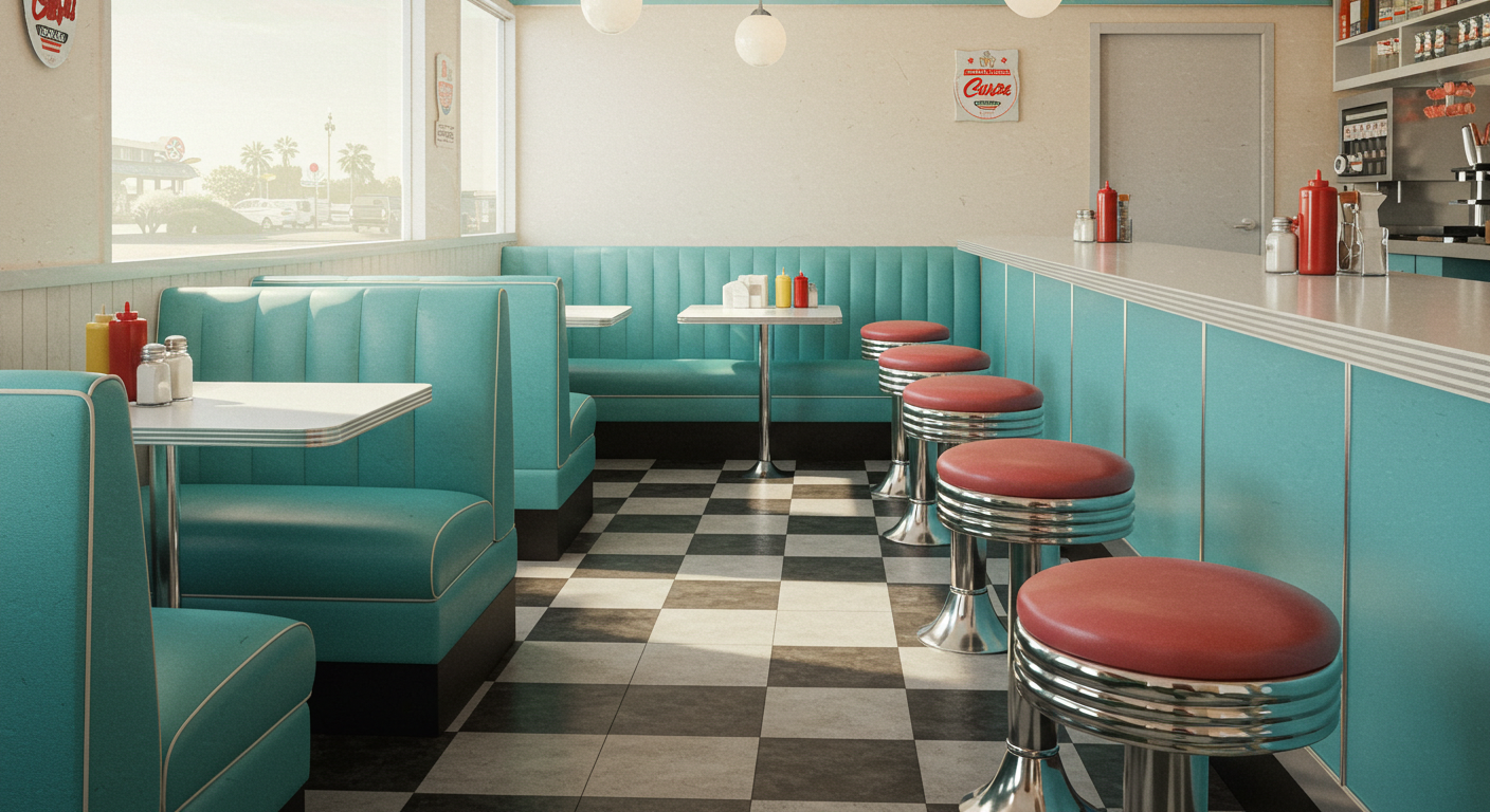 Inside of a retro diner